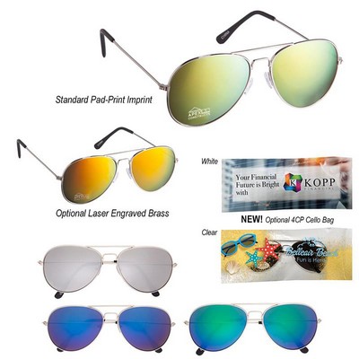 Color Mirrored Aviator Sunglasses