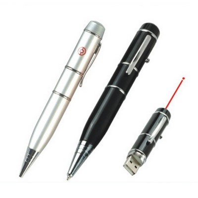 Flash Drive Ball Point Pen w/Laser Light