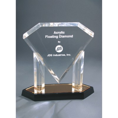 10 3/4" Gold Floating Diamond Acrylic Award