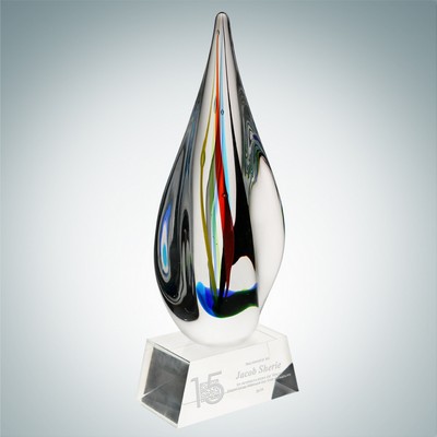 Art Glass Candy Stripes Award w/ Clear Base