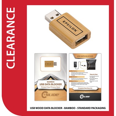 Wood USB Data Blocker with Standard Packaging