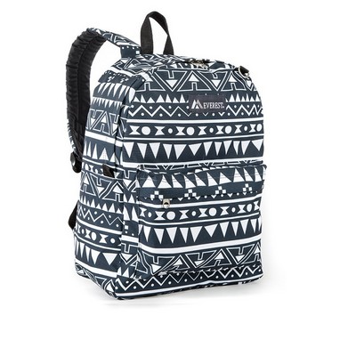 Everest Basic Pattern Backpack, Navy Blue/White Ethnic