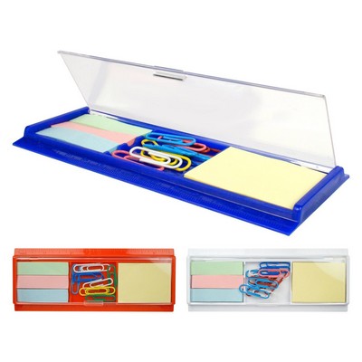 Portable Desk Accessory Set w/Memo Notepads & Paper Clip