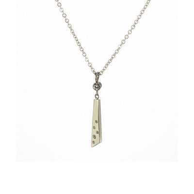 CJ Steelx Trapezoid Pendant with Crystal Accent