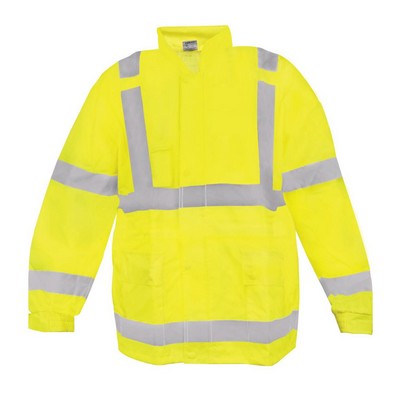 FR ANSI Class 3 Hi-Vis Lime 2-Piece Polyester/PU Rain Suit