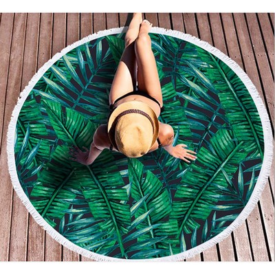 Microfiber Round Beach Towel With Fringe