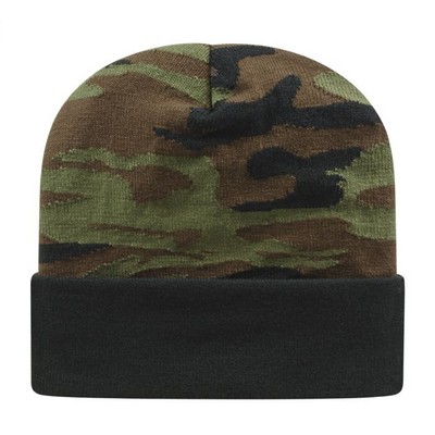 Cap America® USA Made Woodland Camo Knit Cap