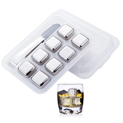 8 PCS Stainless Steel Ice Cubes/Whiskey Stones Gift Set