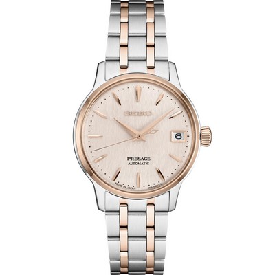 Seiko Ladies Presage Stainless Steel Watch w/Light Pink Dial