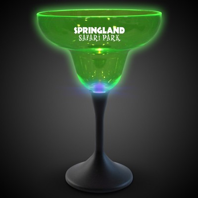 Green Neon LED Pad Printed Margarita Glasses