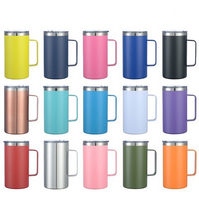 24 Oz Stainless Steel Vacuum Coffee Mug with Handle