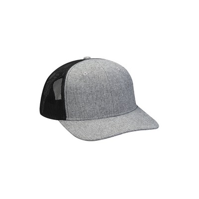 Adams Cap Heather Woven/Soft Mesh Trucker Style Cap