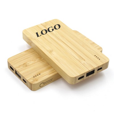 5000mAh Type-C Power Bank w/Bamboo Case