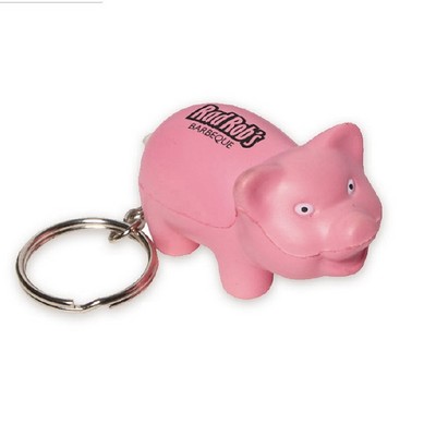 Custom Cartoon Pig Stress Ball with Key Tag