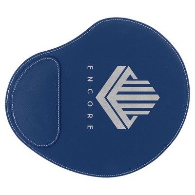 9" x 10 1/4" Blue/Silver Leatherette Mouse Pad