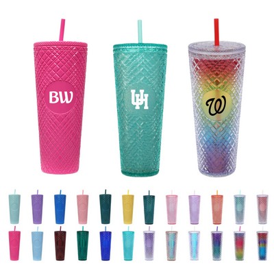 24oz Plastic Tumbler with Straw and Lid - OCEAN