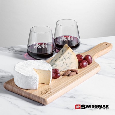 Swissmar® Bamboo Board & 2 Cannes Stemless Wine