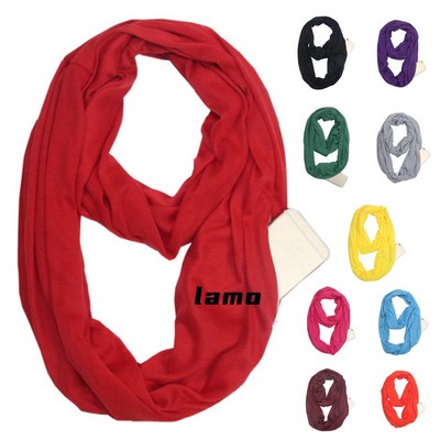 Solid Color Scarf With Hidden Zipper Pocket