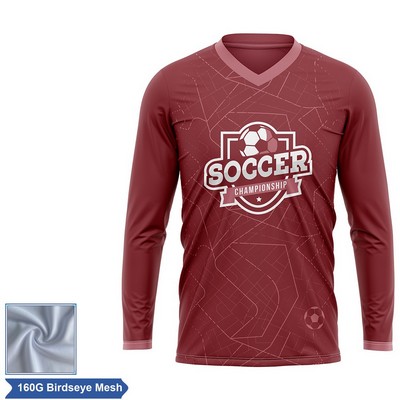 Sublimation Long Sleeve Soccer Jersey - 160G Birdseye Mesh - Men's, Women's, Kids'