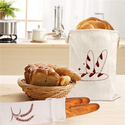 Reusable Linen Drawstring Bread Bags