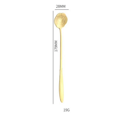 6.97 Inch Gold Rose Shape Stainless Steel Coffee Spoon