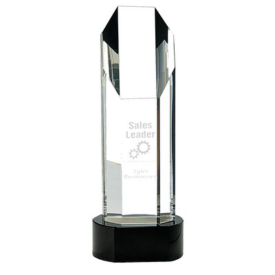 10.75" Octagon Slant-Top Crystal on Black Pedestal Base