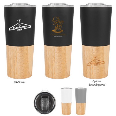 16 Oz. Stainless Steel Tumbler With Bamboo Base