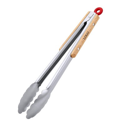 Stainless Steel Tongs with Wood Handle