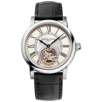 Frederique Constant® Men's Manufacture Alligator Strap Watch w/White Dial