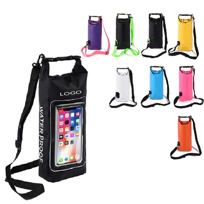 Roll Top Waterproof Backpack With Phone Case