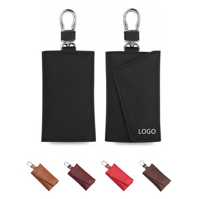 Leather Key Case Key Holder With 6 Key Fob Hooks