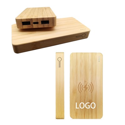 Eco-friendly Bamboo Wireless Power Bank 10000mAh