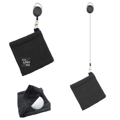 Portable Golf Ball Clean Towel with Retractable Clip