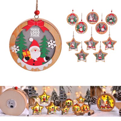 LED Light Up Christmas Wooden Ornaments