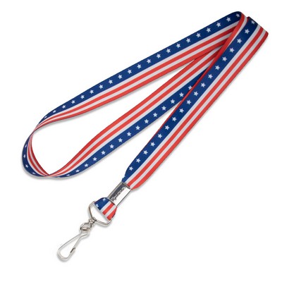 3/4" Pre-designed Star-Spangled Sublimated Lanyard