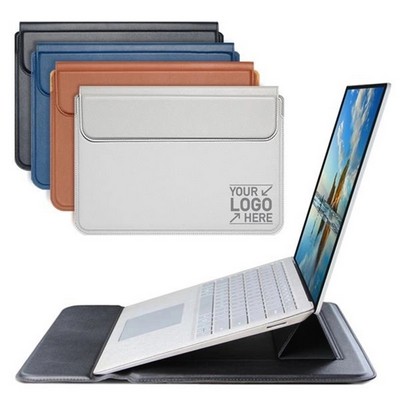 PU Leather Laptop Sleeve with Stand Function