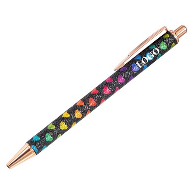 Metal Ballpoint Pen With Heart Pattern