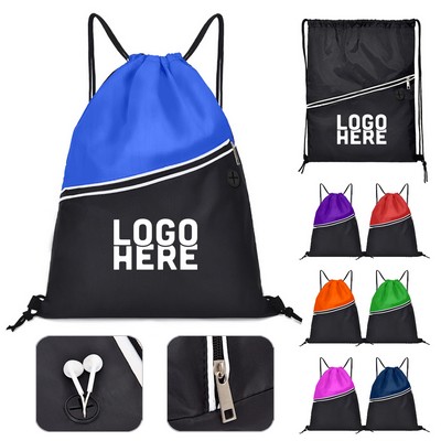 Two-Tone Poly Drawstring Backpack