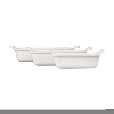 Le Creuset 3Pc Heritage Stoneware Rectangular Baking Dish Set White