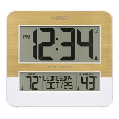 Two-Tone Atomic Digital Wall Clock w/In/Out Temperature