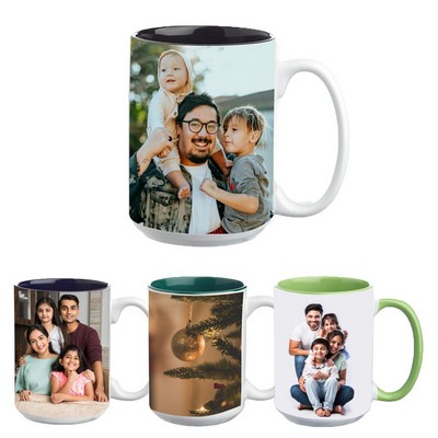 15 oz. Glossy Two-Tone Custom Photo Mug