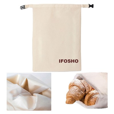 Cotton Reusable Bread Bags with TPU Inner & Buckle for Sourdough & Bread Storage