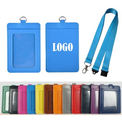 PU Leather Wallet Polyester Lanyard w Safety Breakaway Clip