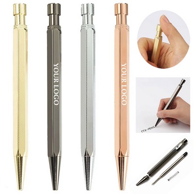 Hexagonal Metal Push Ballpoint Pen 1.0mm Polygonal Ballpoint Pen