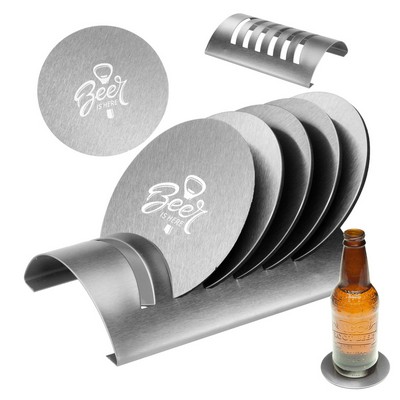 6 Piece Round Coaster Sets with Stand