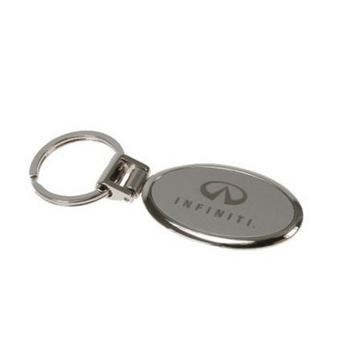 Metal Oval Key Chain in Silver Finish