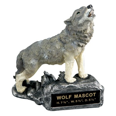 Howling Wolf Mascot Trophy w/Engraving Plate