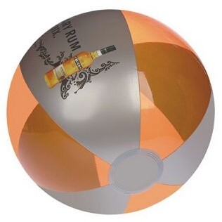 Inflatable Translucent Orange/Silver Beach Ball (16")