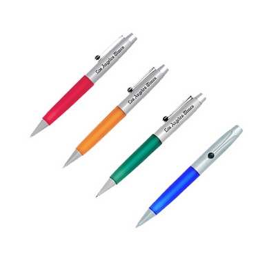 Bravo Ballpoint Pen w/Matte Silver Cap & Translucent Barrel