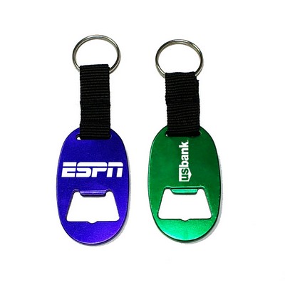 Jumbo Size Oval Shape Bottle Opener w/Strap & Key Chain